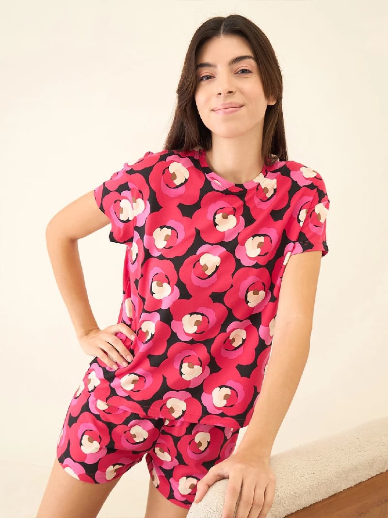 Women's Red Casual Night Suit