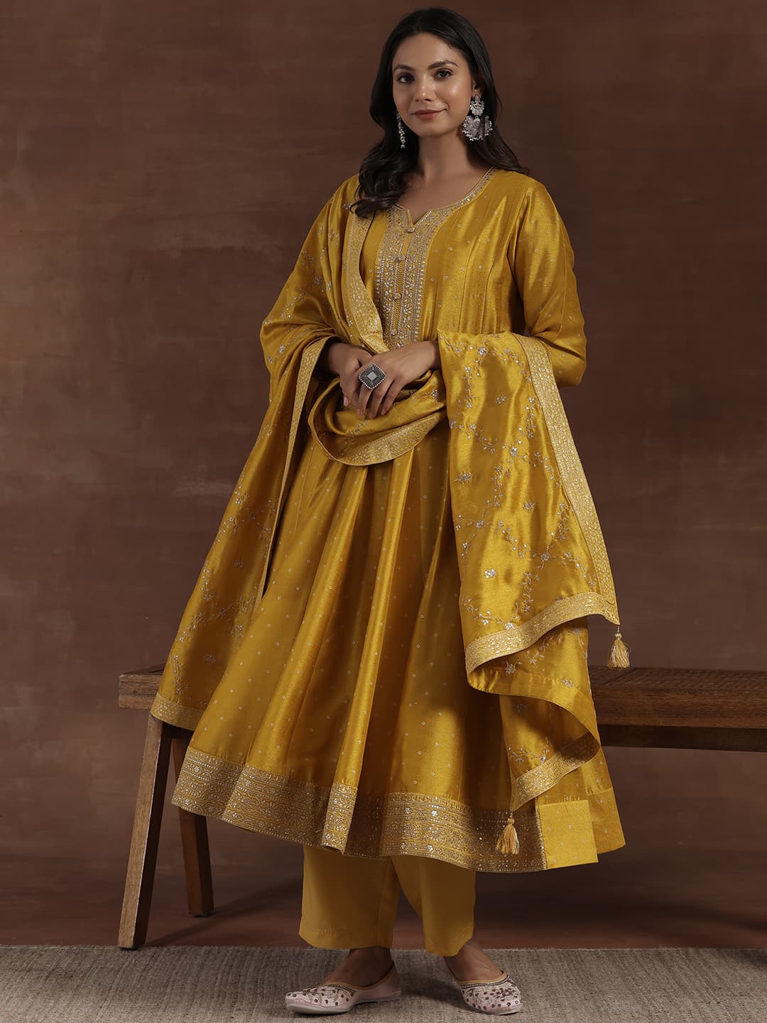 Women's Yellow Festive Floral Kurta Set