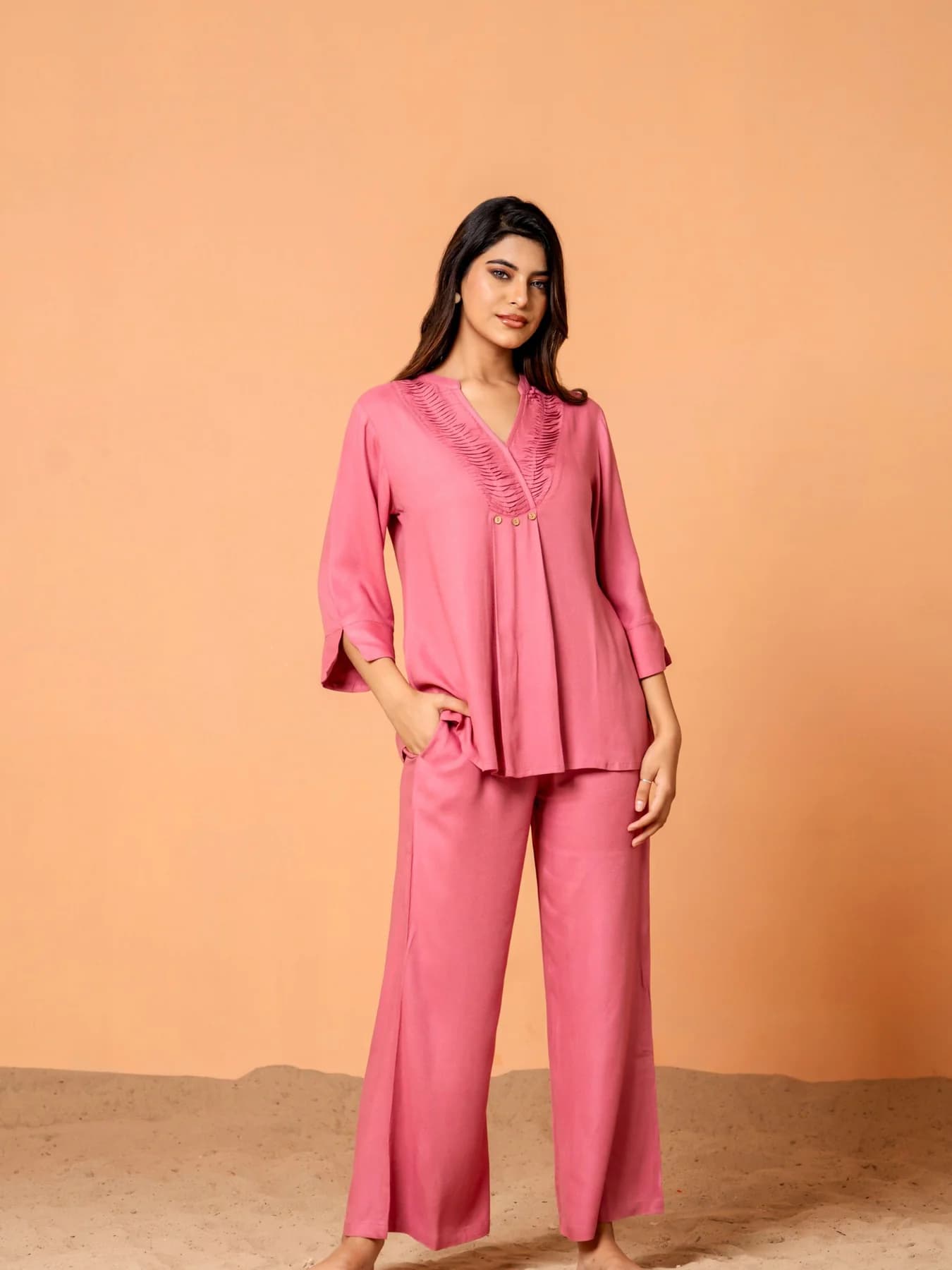 Women's Pink Casual Co-ords Set