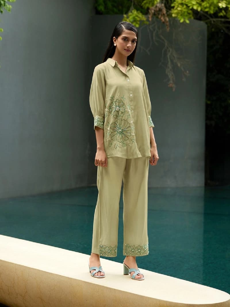 Women's Green Casual Co-ords Set