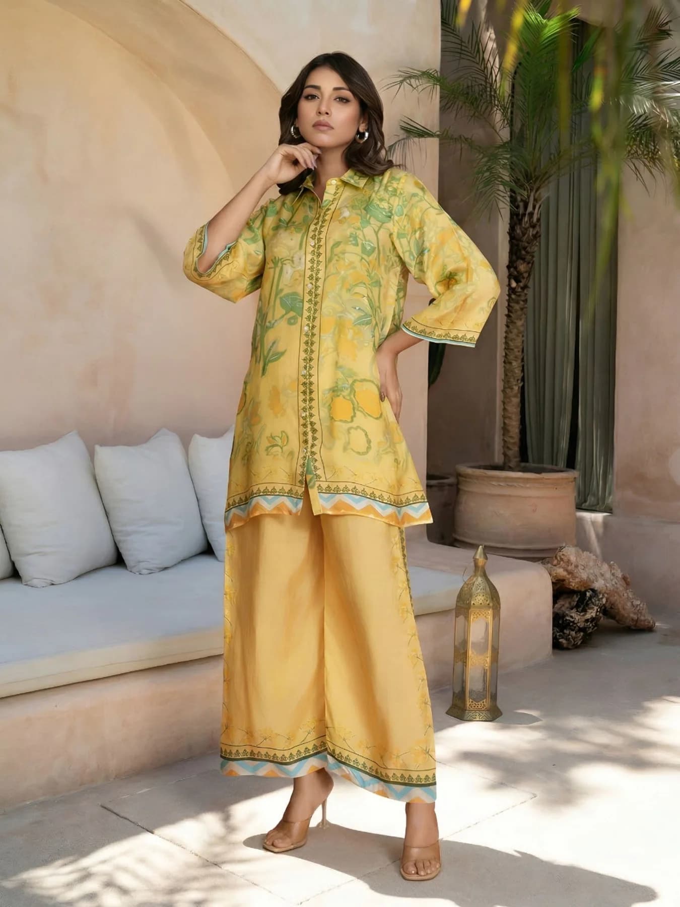 Women's Yellow Casual Co-ords Set