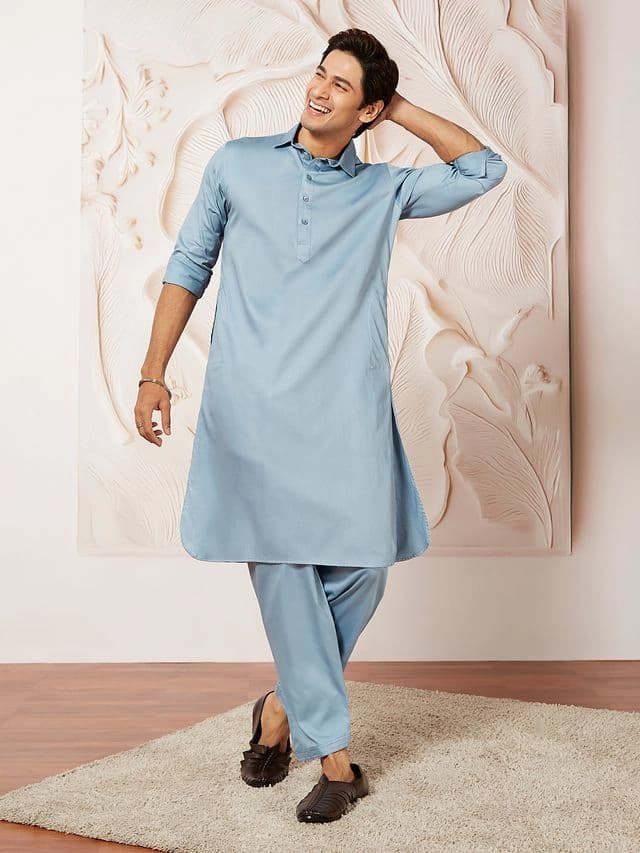 Men's Blue Festive Kurta Set