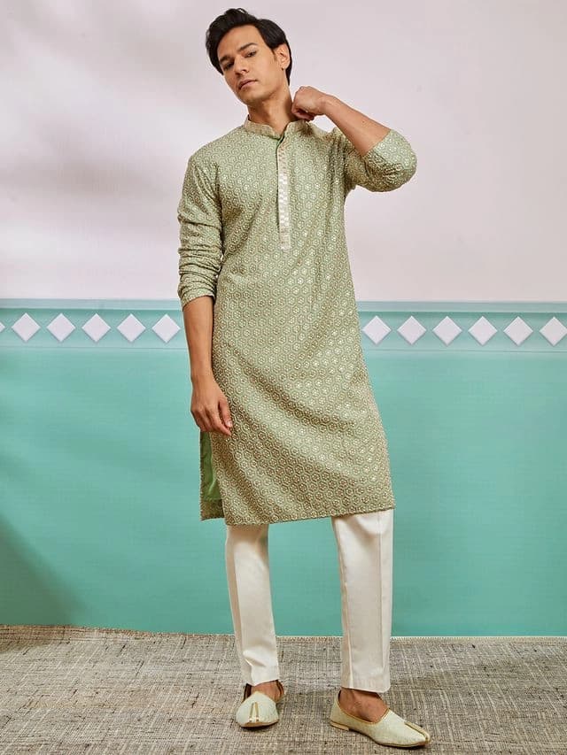 Men's Green Festive Kurta Set