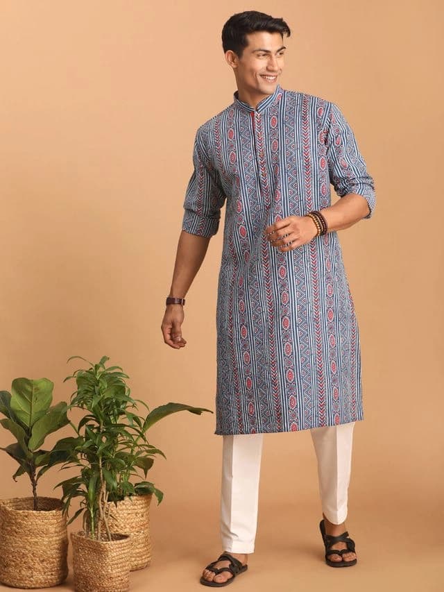Men's Blue Festive Kurta Set