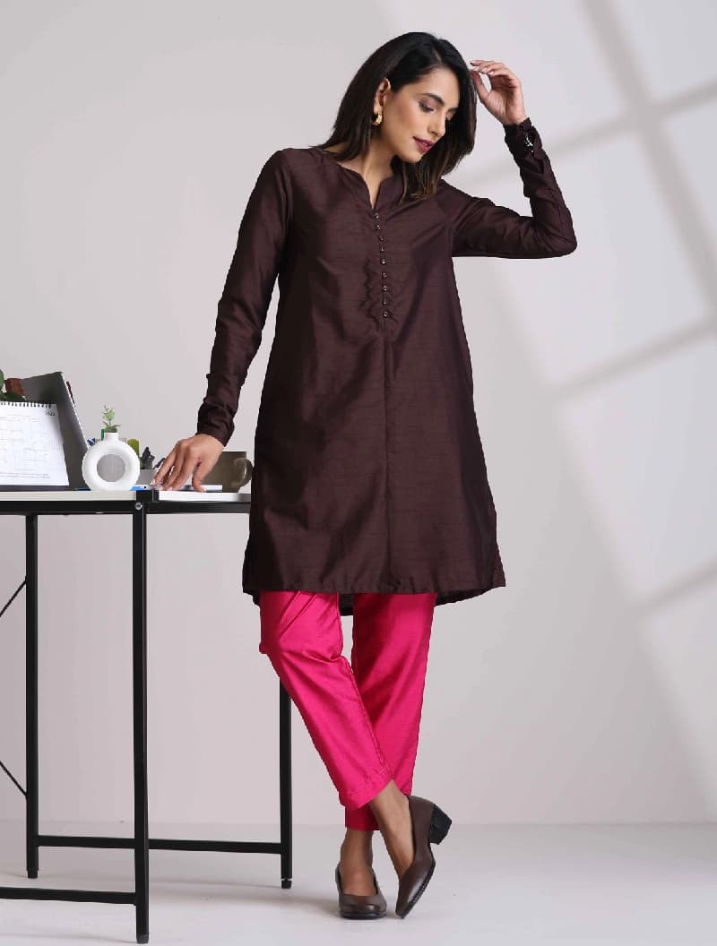 Women's Brown Casual Solid Co-ords Set