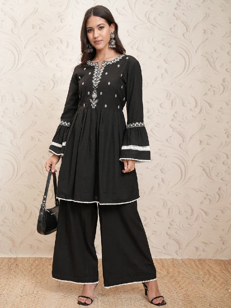 Women's Black Festive Kurta Set