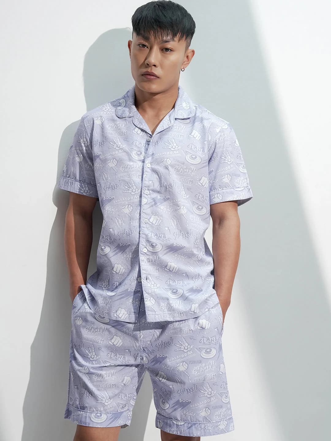 Men's Purple Casual Co-ords Set