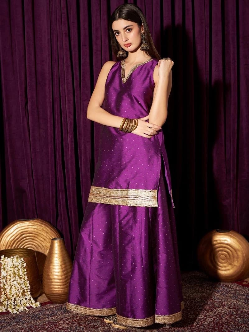 Women's Purple Festive Kurta Set