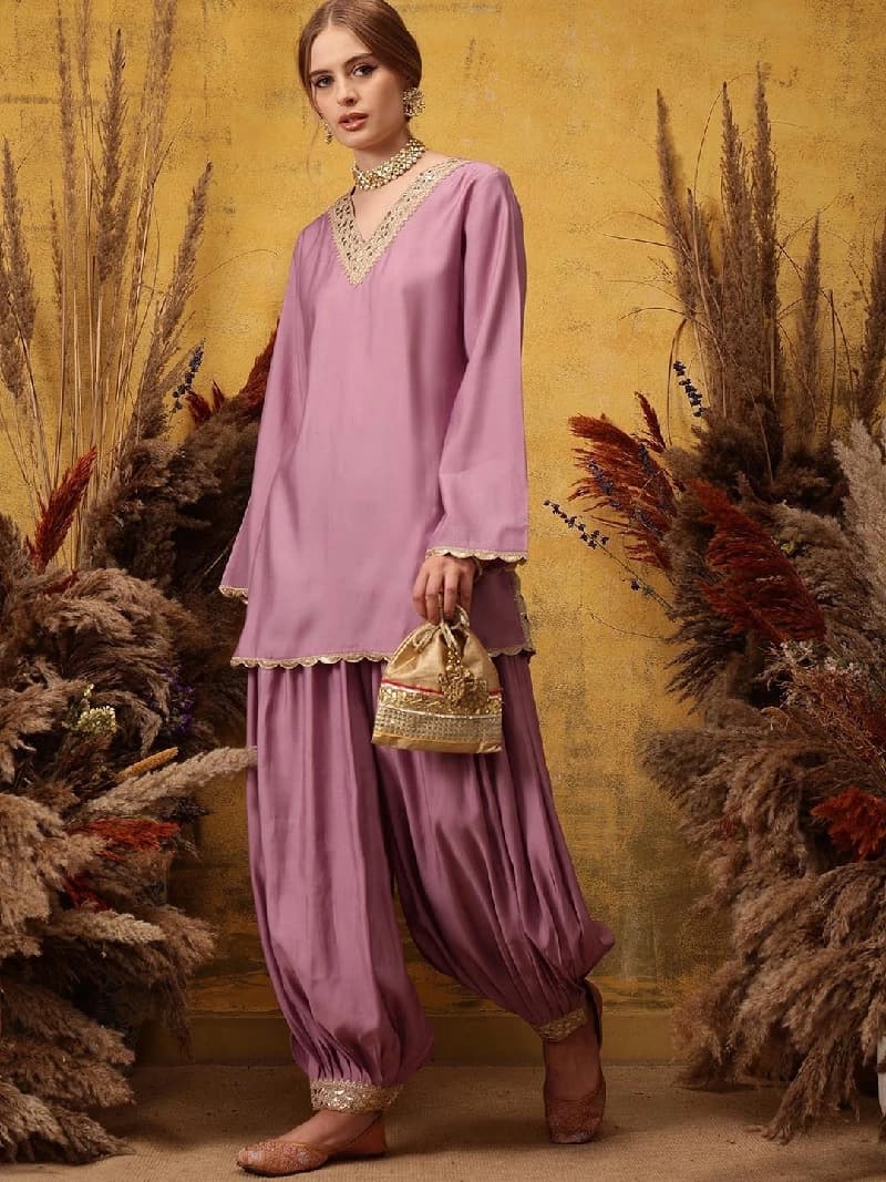 Women's Purple Festive Kurta Set