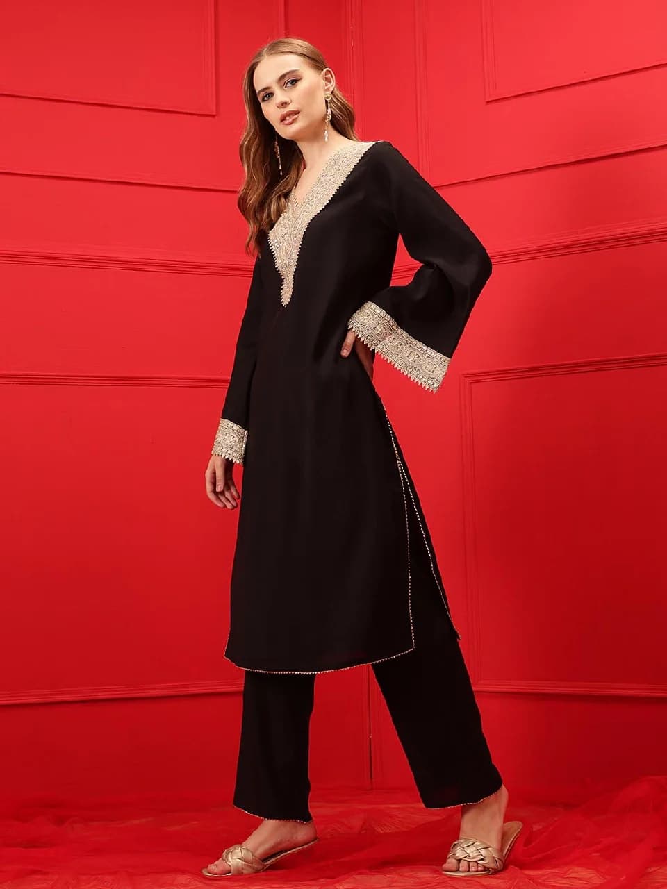 Women's Black Festive Kurta Set