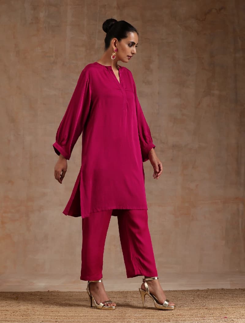 Women's Pink Casual Solid Co-ords Set