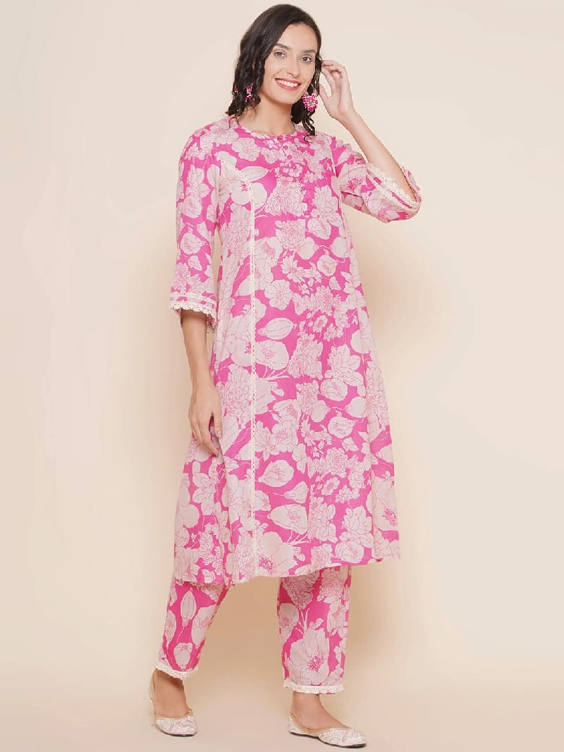 Women's Pink Festive Kurta Set