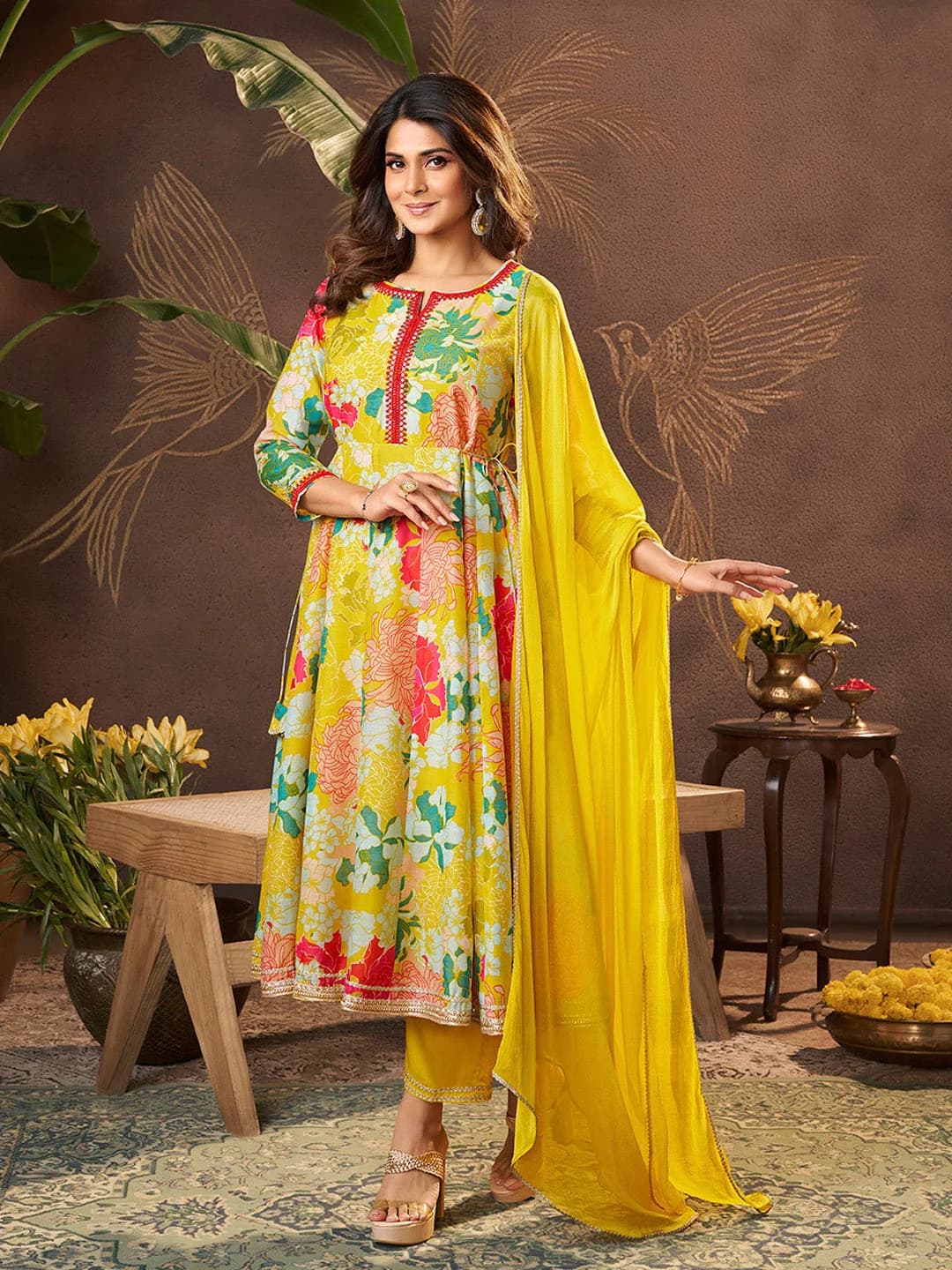 Women's Yellow Festive Kurta Set