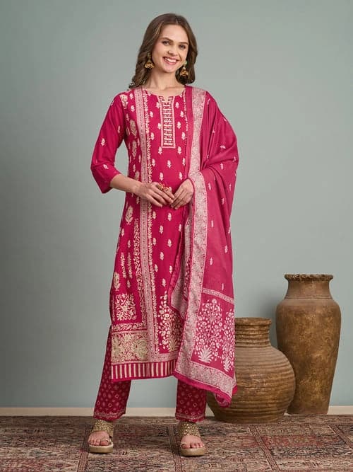 Women's Pink Festive Kurta Set