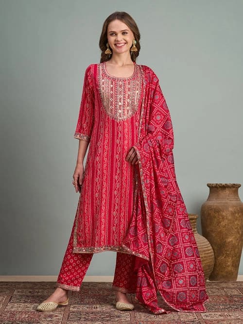 Women's Pink Festive Kurta Set