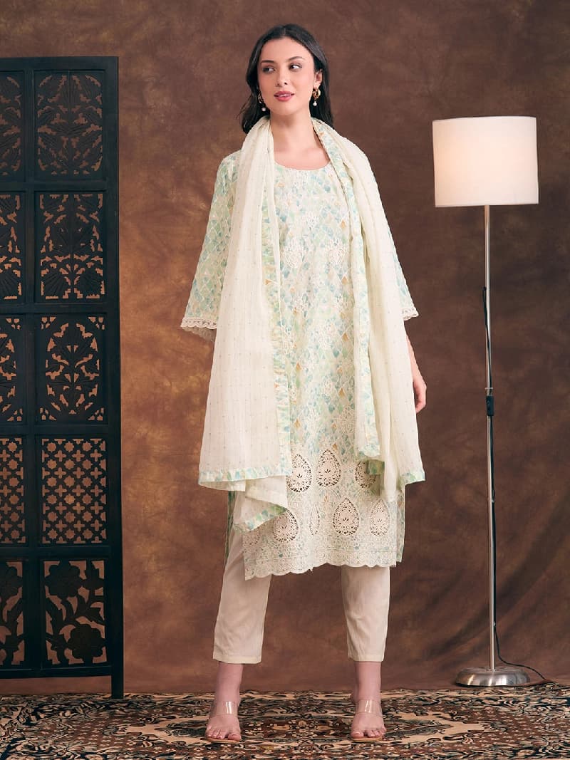 Women's Green Festive Kurta Set
