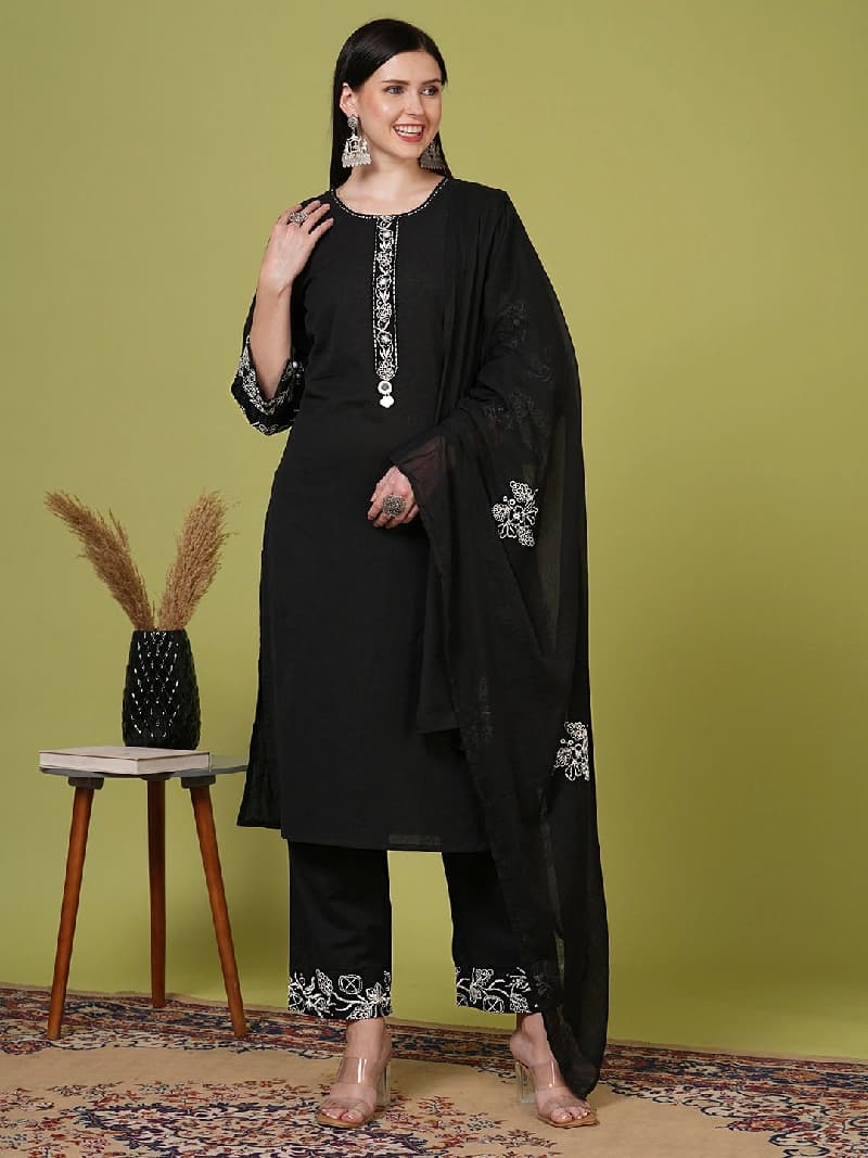 Women's Black Festive Kurta Set