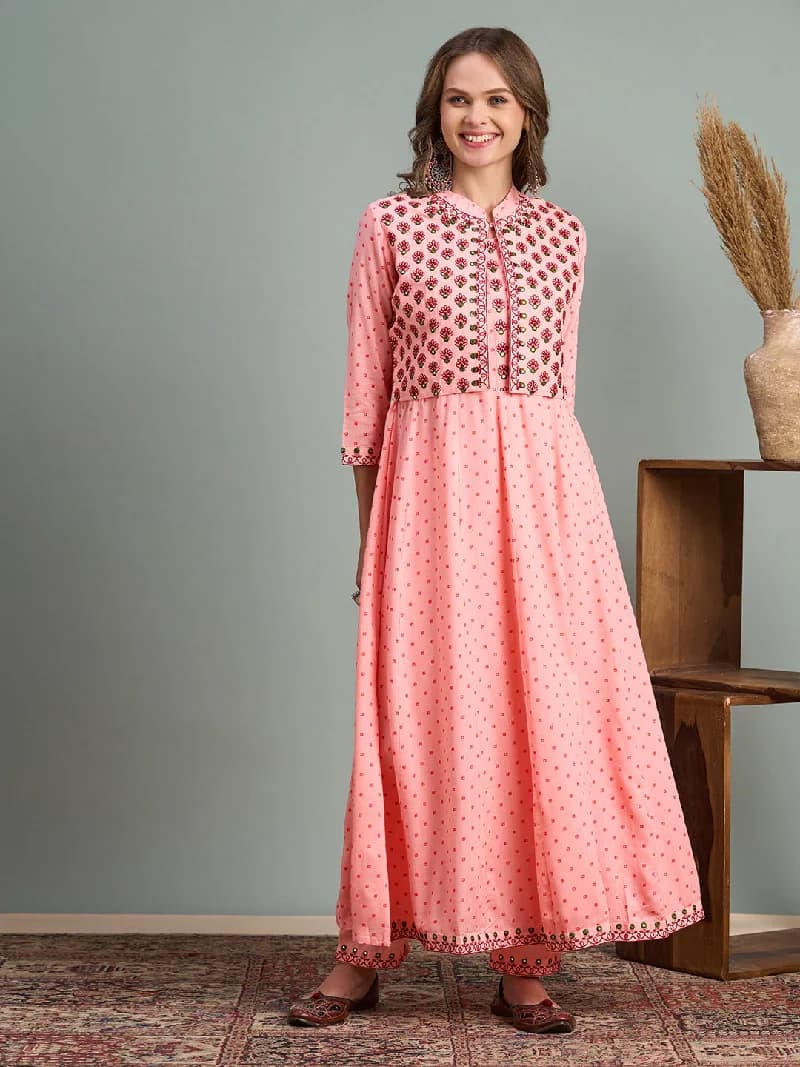 Women's Orange Festive Kurta Set