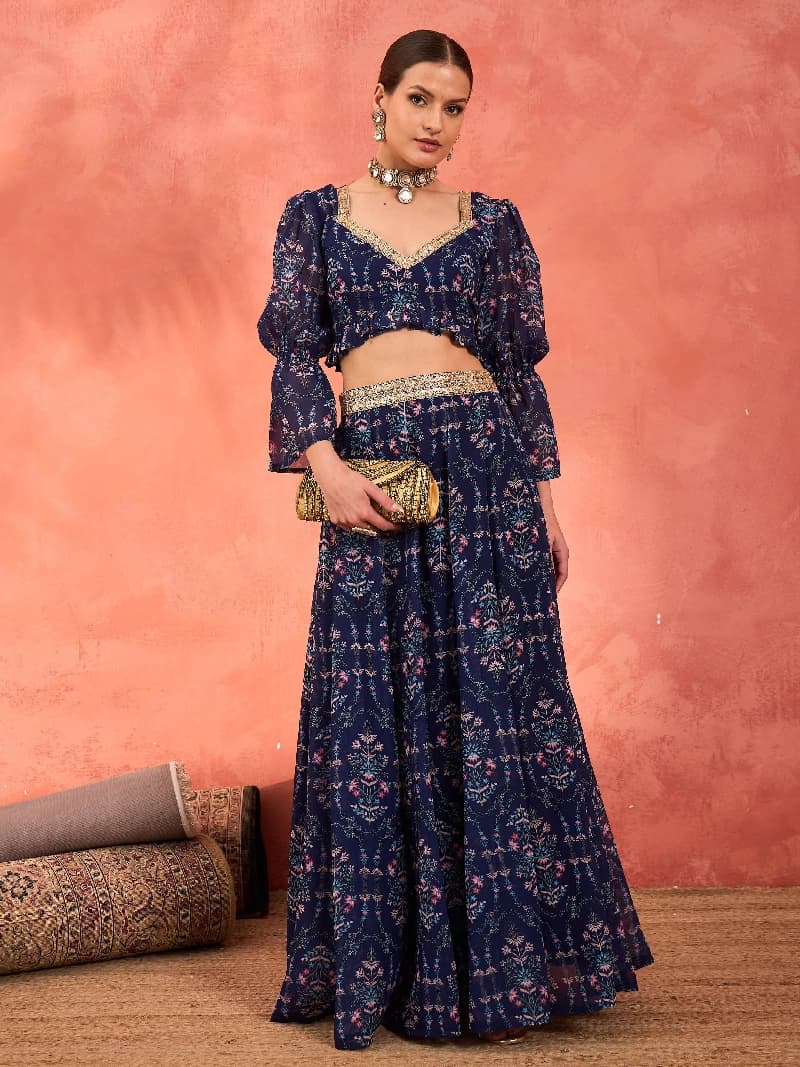 Women's Navy Casual Lehenga Choli