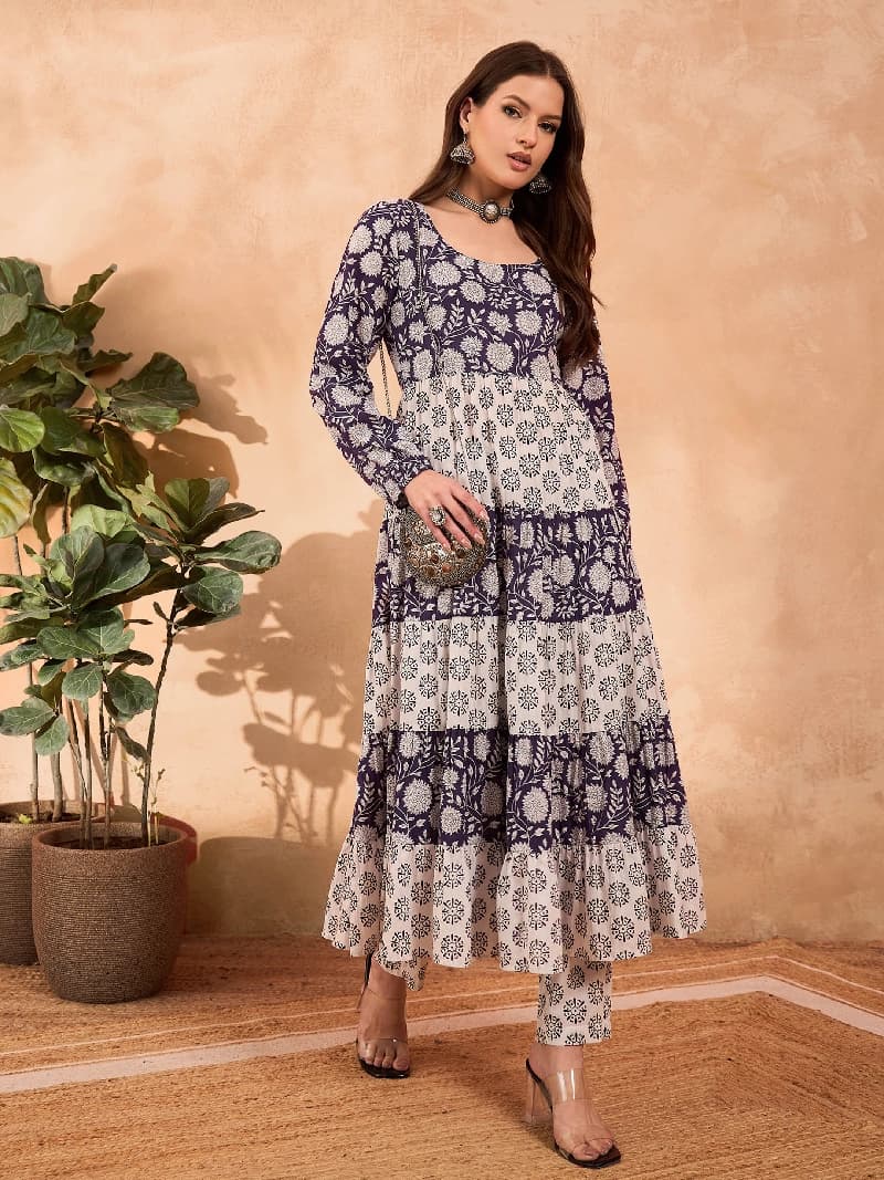 Women's Navy Festive Kurta Set