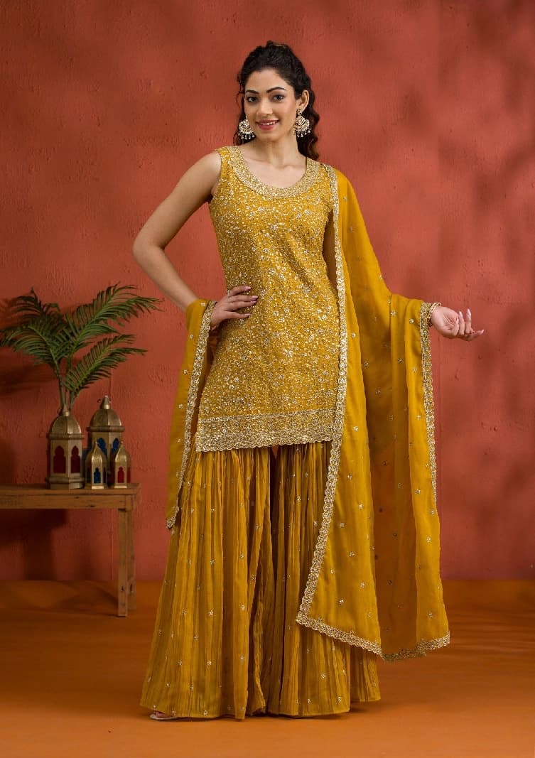 Women's Yellow Casual Salwar Suit