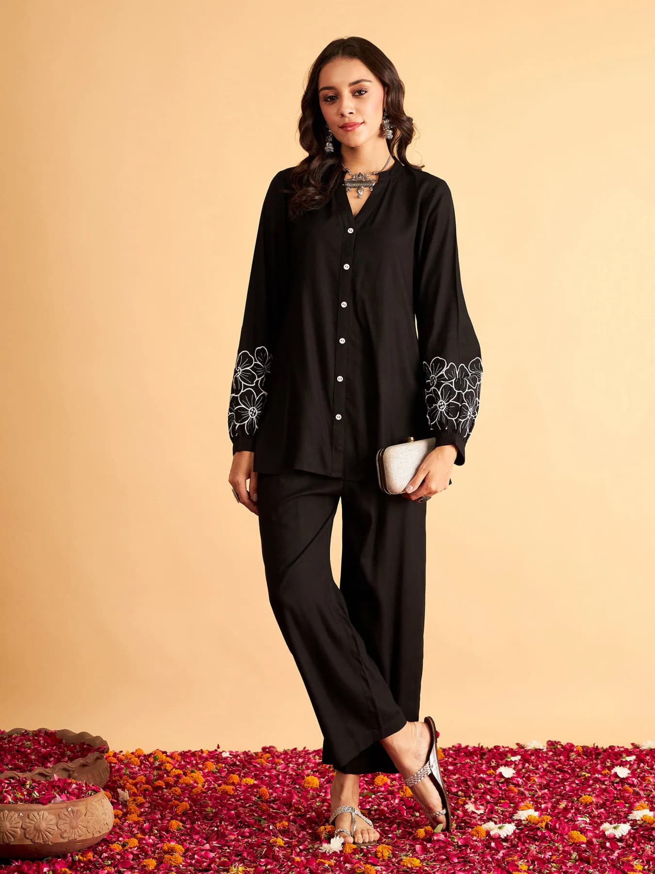 Women's Black Casual Co-ords Set
