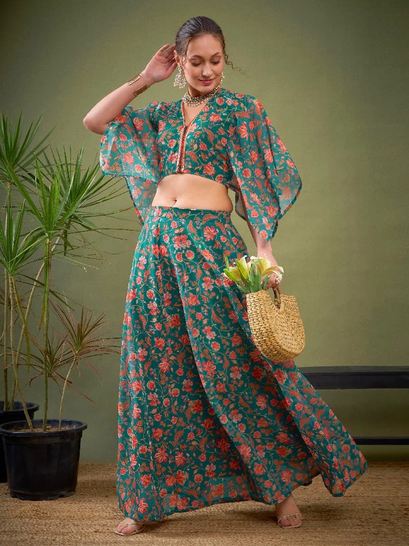 Women's Green Casual Lehenga Choli