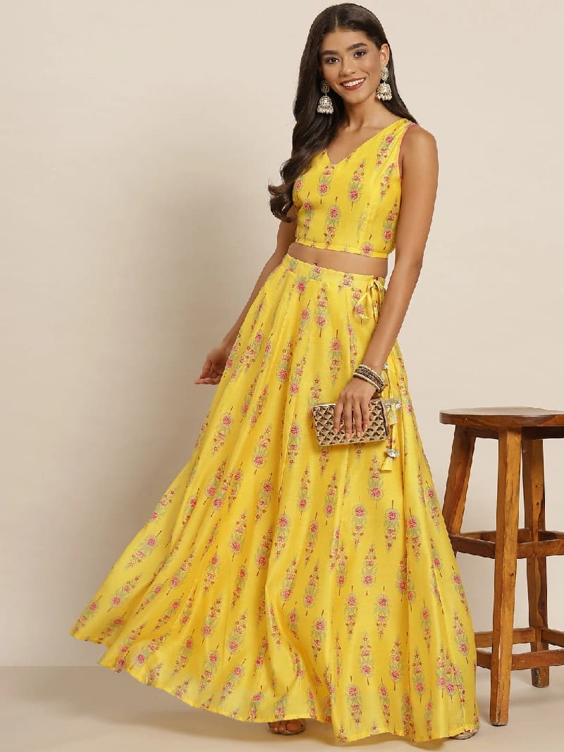 Women's Yellow Casual Lehenga Choli