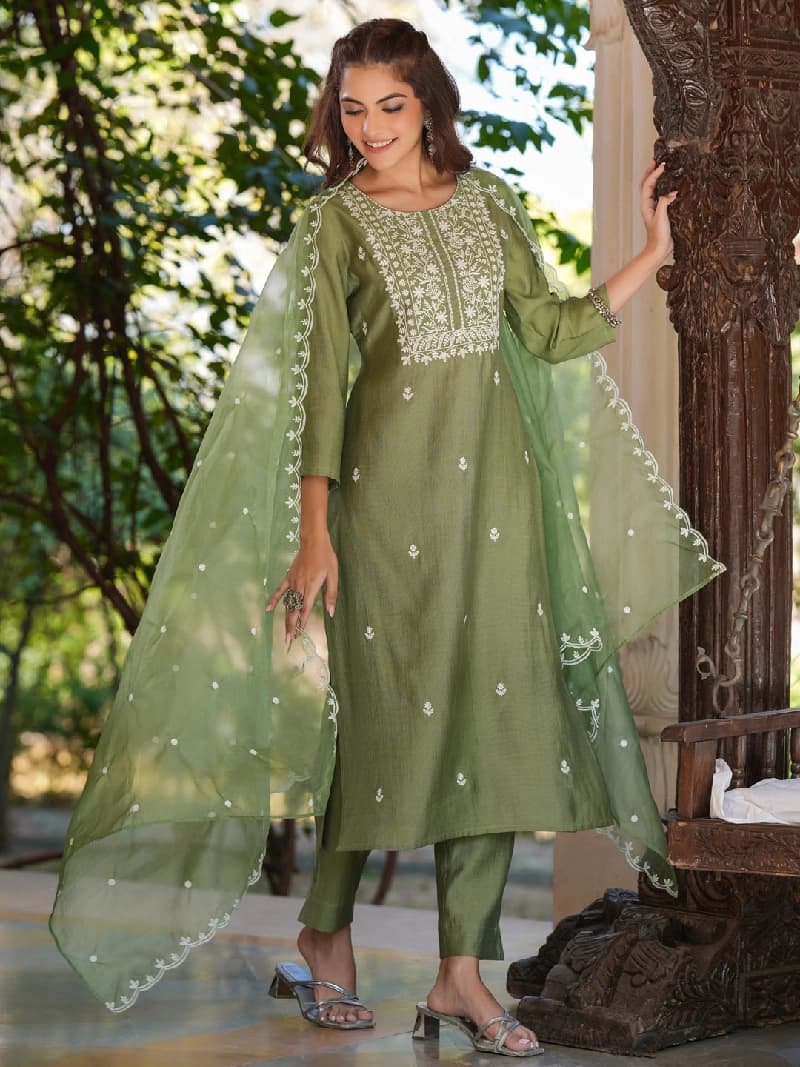 Women's Green Casual Kurta Set