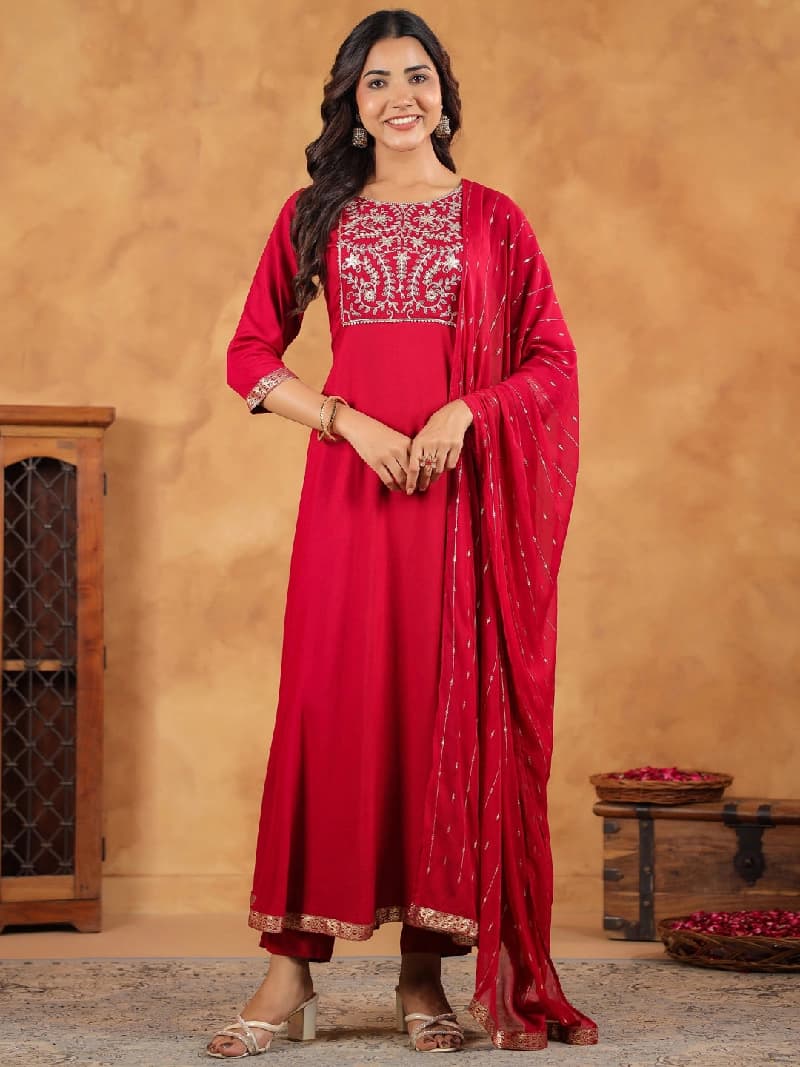 Women's Pink Festive Kurta Set
