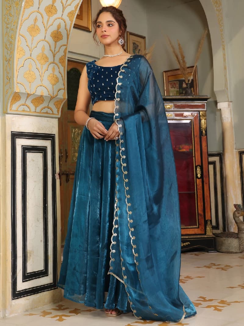 Women's Blue Party Lehenga Choli