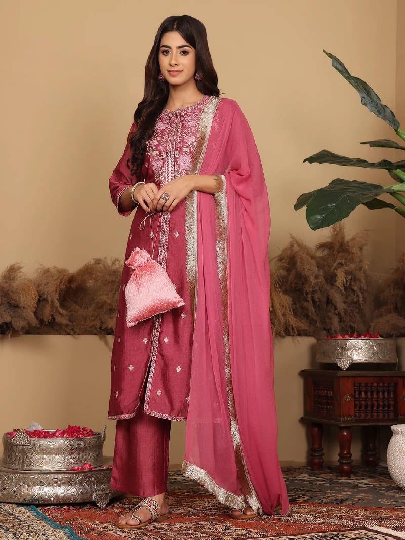 Women's Purple Festive Kurta Set