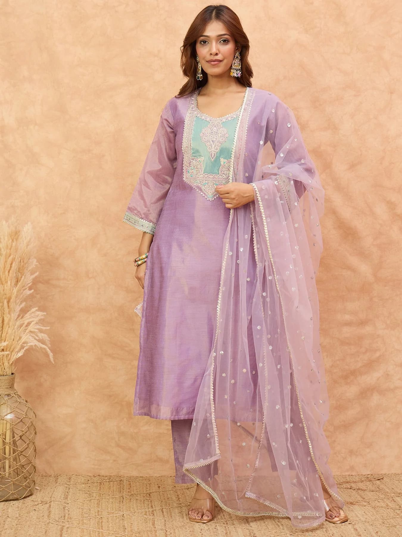 Women's Purple Festive Kurta Set