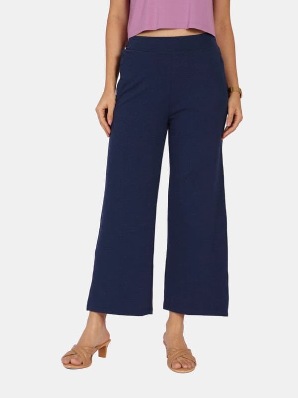 Women's Blue Sports Solid Trouser