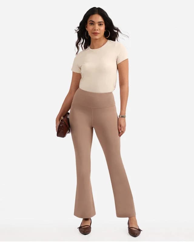 Women's Brown Sports Solid Trouser