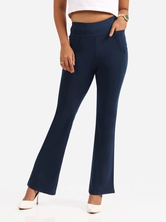 Women's Blue Sports Solid Trouser