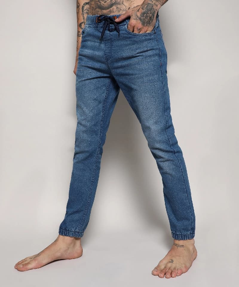 Men's Blue Casual Solid Slim Fit Jeans