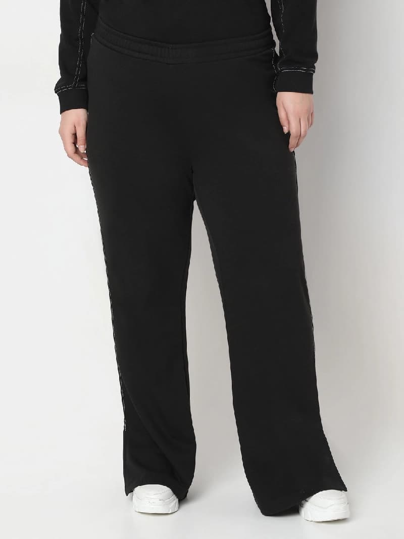 Women's Black Casual Solid Trouser