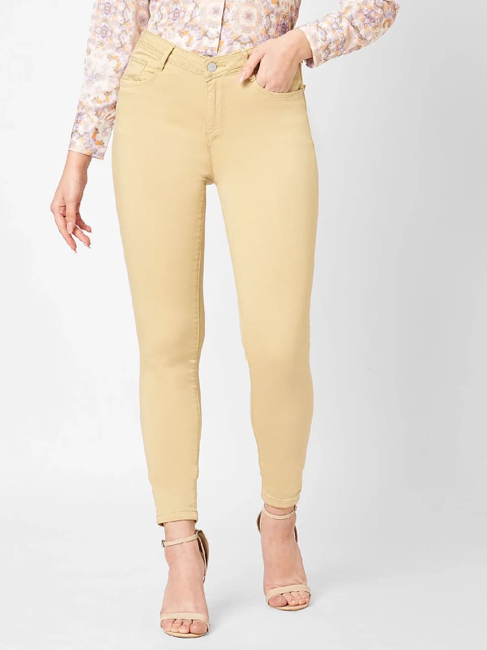 Women's Beige Casual Jeans
