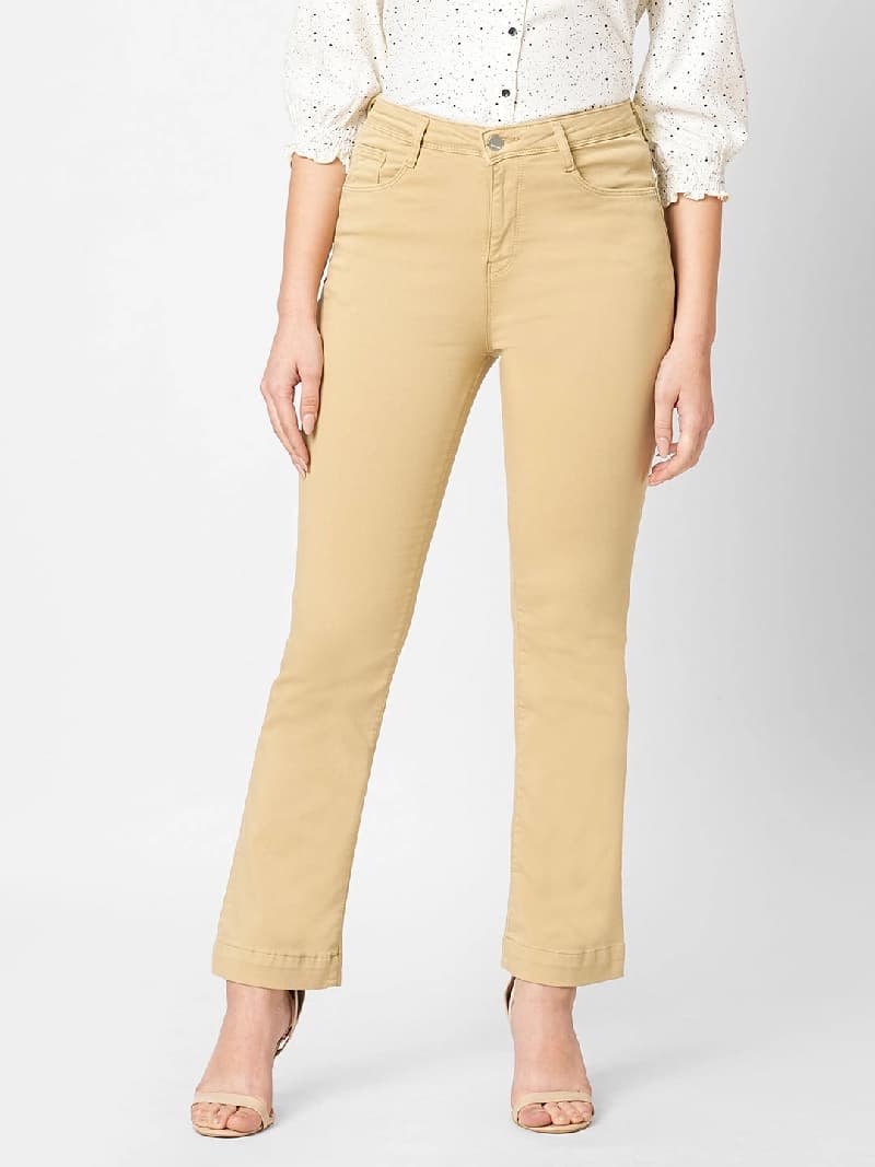 Women's Beige Casual Jeans