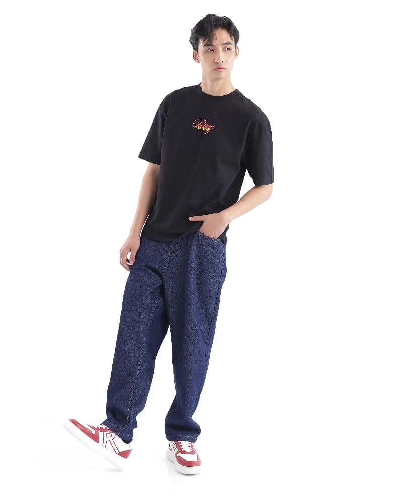 Men's Blue Casual Solid Baggy Fit Jeans