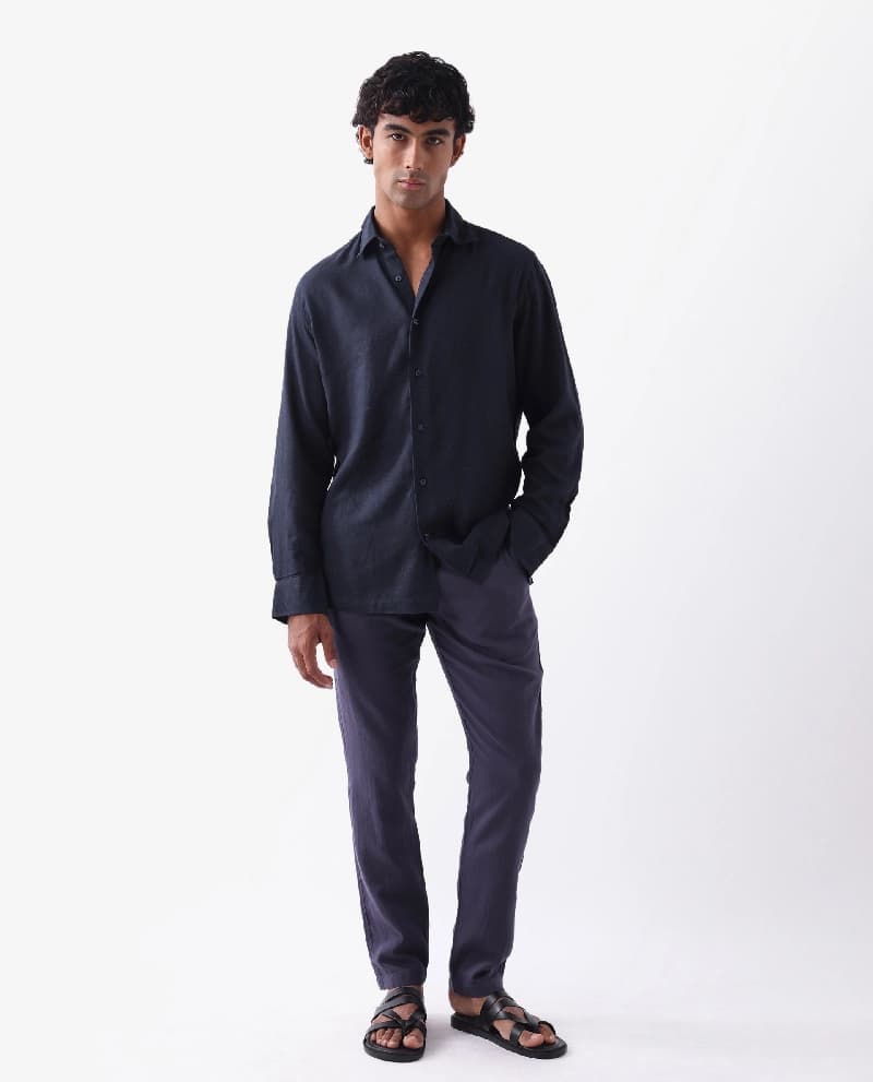 Men's Purple Casual Solid Skinny Fit Trouser