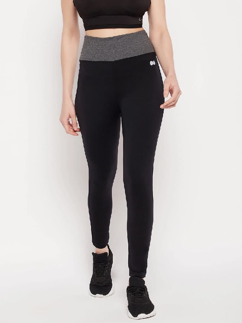 Women's Black Casual Solid Tight