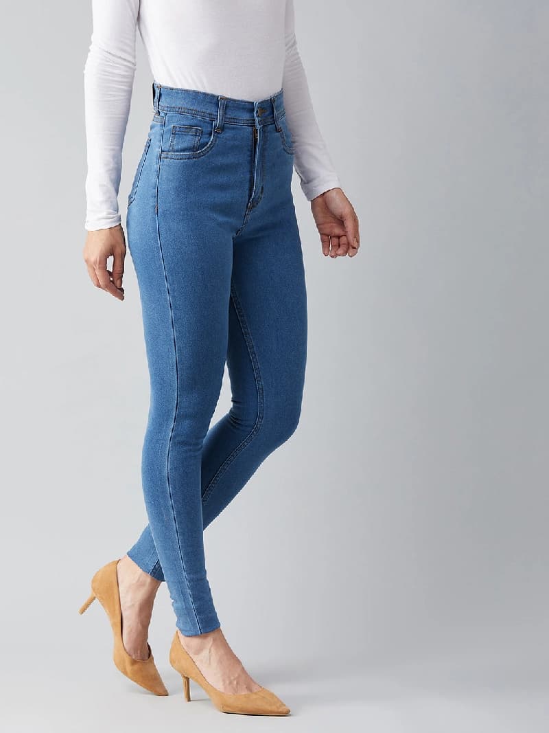 Women's Blue Casual Skinny Fit Jeans