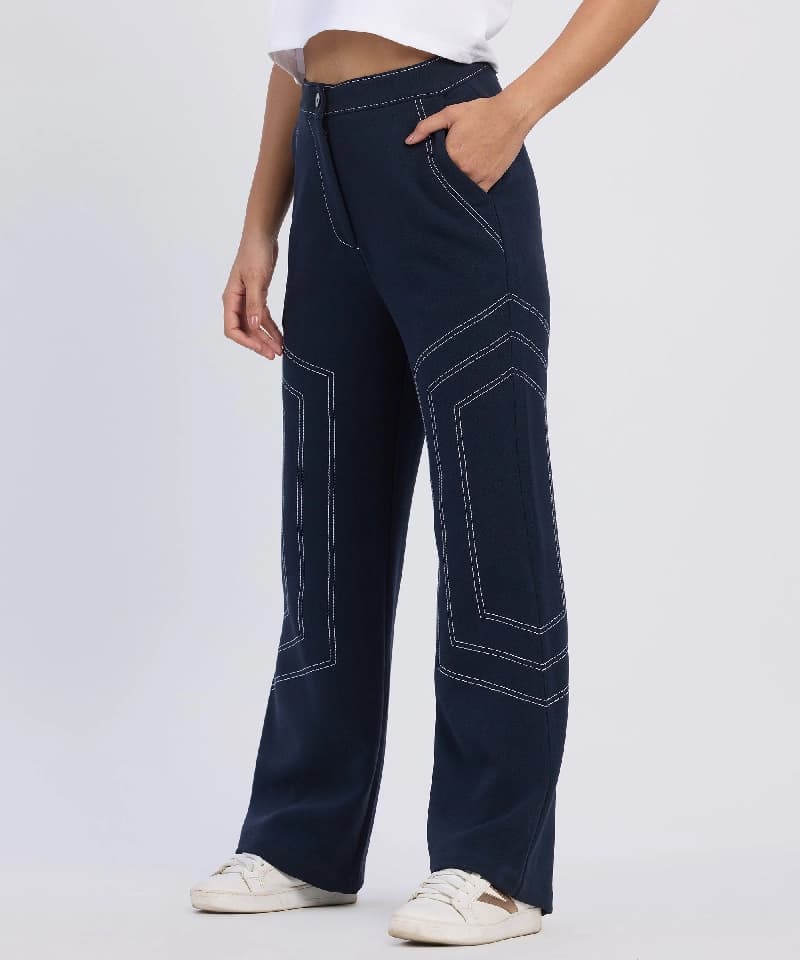 Women's Blue Casual Trouser