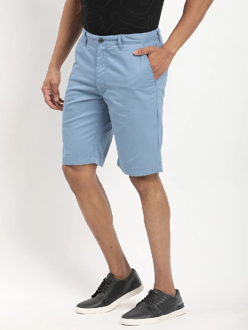 Men's Blue Casual Solid Regular Fit Short