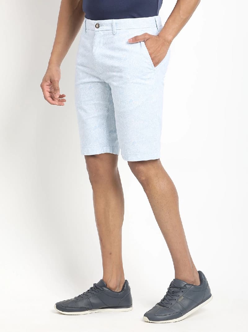 Men's Blue Casual Printed Slim Fit Short