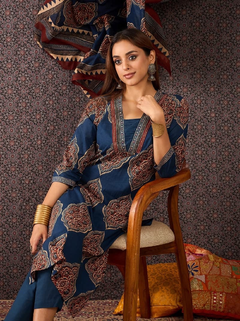 Women's Blue Festive Kurta Set