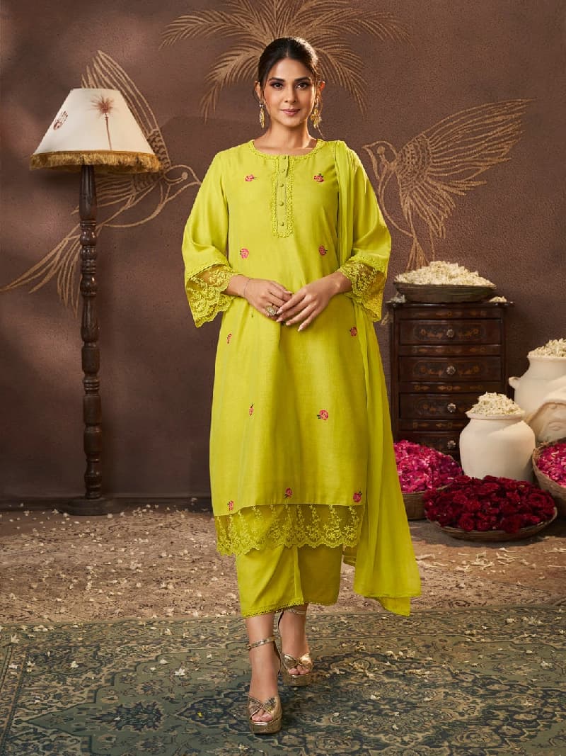 Women's Yellow Festive Kurta Set