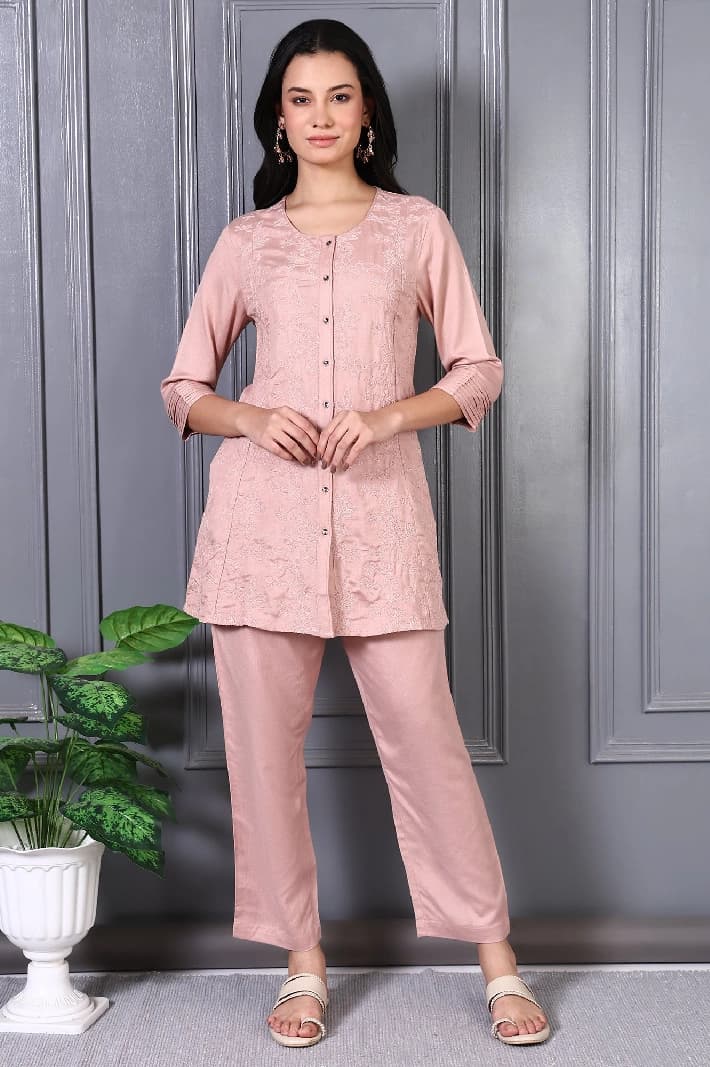 Women's Pink Casual Co-ords Set
